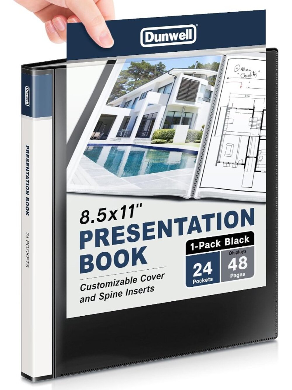 Presentation Binder 24-Pocket, 8.5x11 Portfolio Book, Black